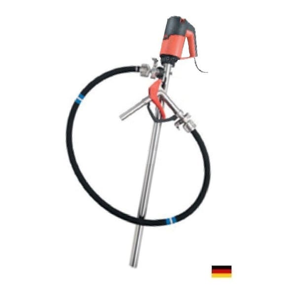 Flux Drum Pump, Stainless Steel, 47" Long, Motor, 120V, 60Hz, 1ph, 500 Watts Power, 9 ft hose, hand nozzle. For food service. 24-ZORO0208 - main